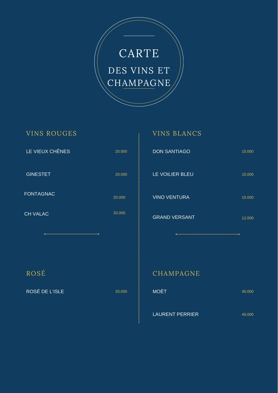 Menu vins